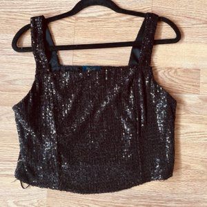 RACHEL Rachel Roy Black Sequence Top Size M